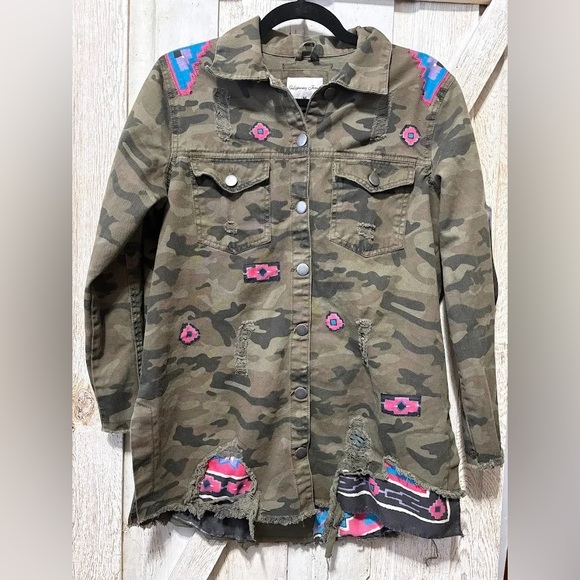 Camo Distressed Upcycled Jacket | UP069 - Picture 2 of 2